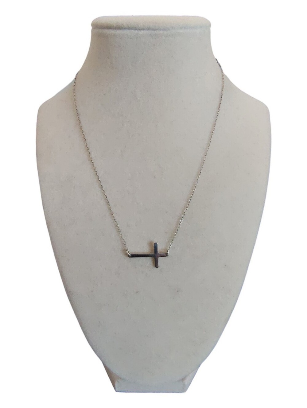 925 Sterling Silver Sideways Cross Necklace Dainty Minimalist Religious Jewelry